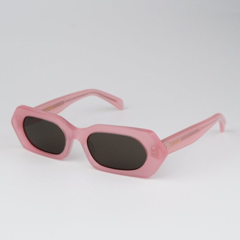 NEW Celine CL40243I 72J Shiny Opal Pink Brown Rectangle Women Sunglasses - Picture 4 of 10
